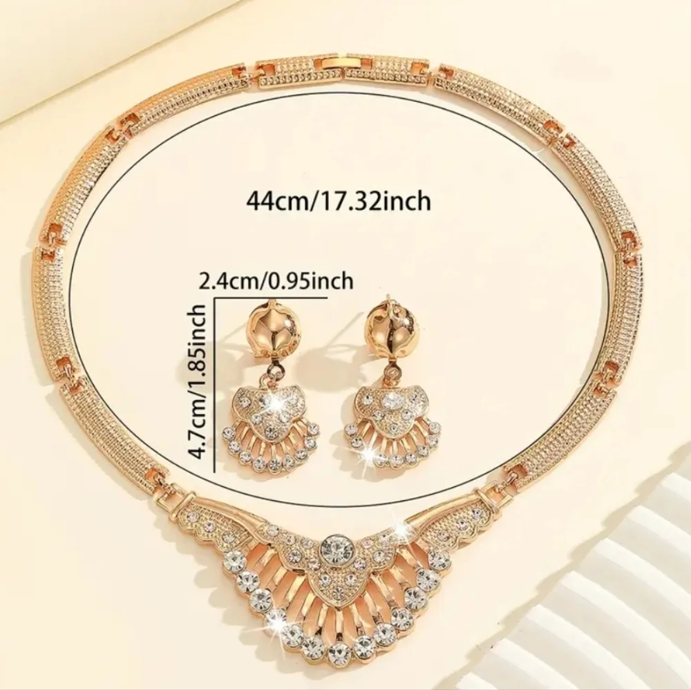 Gold plated necklace earring set + gift box Gift🎁🪅